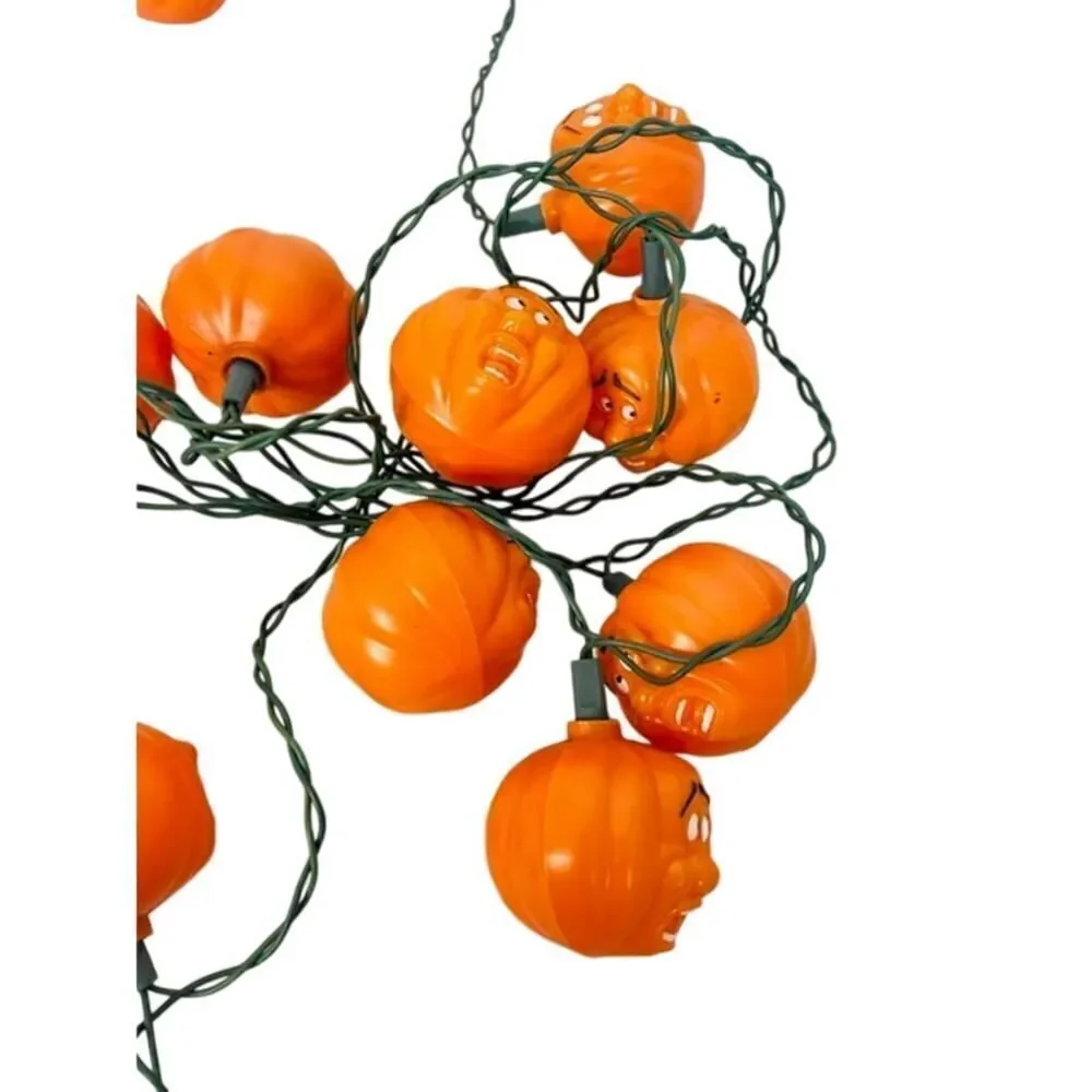 Vintage Halloween Pumpkin Lights Scared Faces Anthropomorphic - Works.